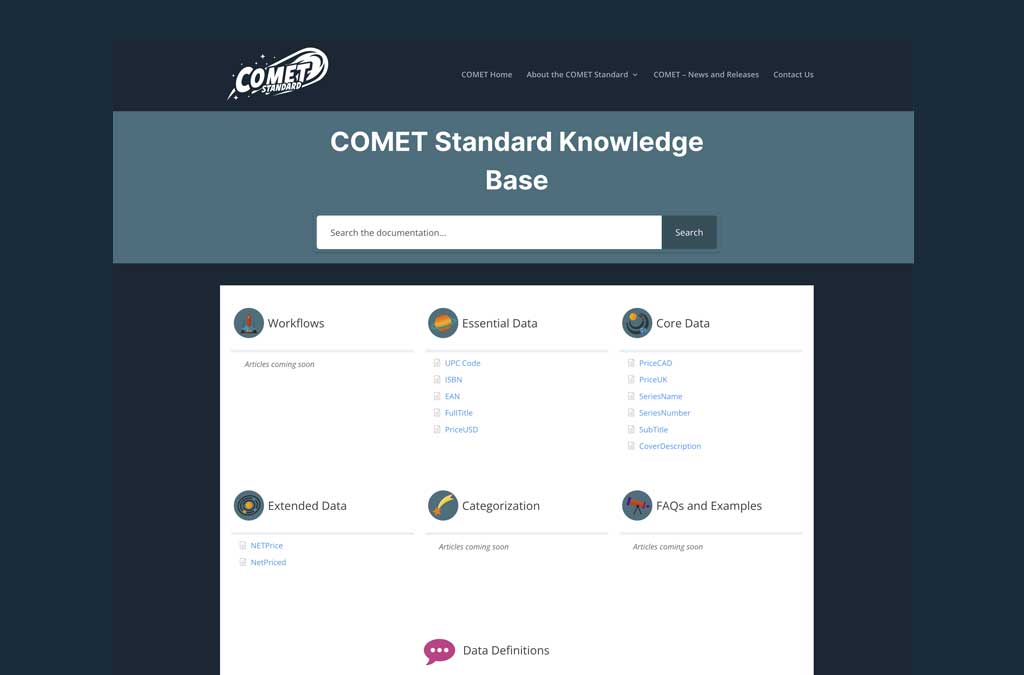 COMET Standard Data Dictionary